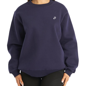 Sudadera de punto con cuello redondo de marca privada, color liso, hombros caídos, oversize, transpirable, de algodón, para fitness, para mujer - Product Image 1