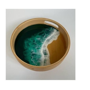 Bandeja Decorativa Redonda de Resina para Servir Pastel, Pizza o Pasta, Hecha a Mano, para Decoración de Mesa de Comedor, Ideal para Bodas - Product Image 3