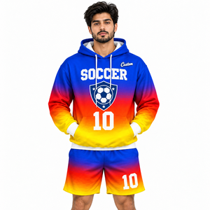 Custom All Over Sublimated Hoodie And Shorts <b>Set</b> Men's Oversized Football Wear Tracksuit Sportswear Matching Joggers Wholesale - Product Image 1