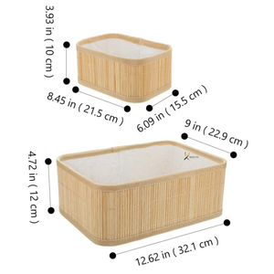 Nouveau design 2026 – Ensemble de paniers de rangement en bambou avec doublure, gain de place pour cosmétiques, organisation de chambre, style asiatique, durable - Product Image 2