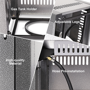 28\" Silver Outdoor Propane Gas <b>Fire</b> <b>Pit</b> <b>Table</b> <b>with</b> 50000 BTU Patio Fireplace Dining <b>Tables</b> Lid Lava Roc - Product Image 3