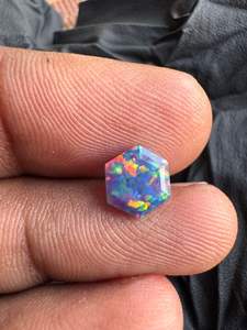 Opale d'Éthiopie synthétique de laboratoire, taille hexagonale, cabochon, multi-feu, 8 mm, meilleure qualité, pierre précieuse en vrac pour la fabrication de bijoux K Gems - Product Image 4