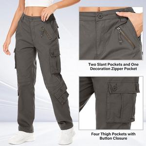 Pantalones Cargo clásicos duraderos para mujer con etiquetas personalizadas con múltiples bolsillos y bordados para aventuras al aire libre - Product Image 2