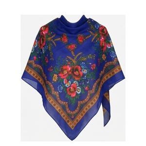 Pañuelo de Seda Cuadrado para Mujer, Estampado Floral, Estilo Étnico, Multifuncional, Accesorio para Todas las Temporadas - Product Image 1