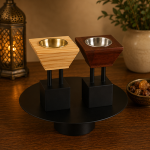 Brûleur d'encens en bois tendance, porte-bakhoor arabe avec insert en laiton, encensoir pour aromathérapie arabe, décoration de maison pour Ramadan et l'Aïd, cadeau - Product Image 5