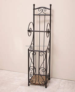 Porte-papier toilette sur pied en fer forgé, conçu pour les maisons de luxe, offrant une résistance durable et une élégance accrue à la salle de bain - Product Image 4