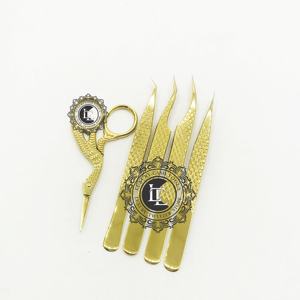 Pinzas profesionales para extensión de pestañas chapadas en oro, acero inoxidable de primera calidad, probadas a mano con punta puntiaguda, Etiqueta Privada - Product Image 3