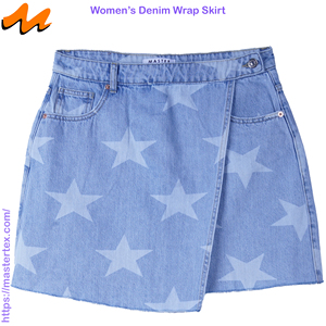 Jupe en jean pour femme, taille haute, en coton BCI et recyclé, imprimé étoiles, confectionnée en 10,47 oz - Product Image 1