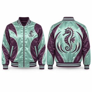 Chaqueta Cortavientos Juvenil Personalizada de Satén con Mangas Raglán, Cierre Completo con Cremallera, Puños a Rayas, Tela de Poliéster y Bordado Relajado - Product Image 2