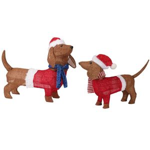 Set of 2 Lit Dachshund Dog Christmas Outdoor Decorations Pre-lit Holiday 115 Warm White <b>LED</b> Christmas <b>Ball</b> & Tree Ornaments Ind - Product Image 2
