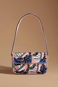 beaded shoulder bag for women single strap handbag polyester lining <b>purse</b> <b>zip</b> closure cocktail bag - Product Image 5