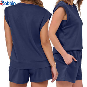 Conjuntos Deportivos Cortos de Verano, Tendencia Actual, con Logotipo Personalizado, sin Mangas, 2 Piezas, Shorts y Camisetas para Mujer - Product Image 5