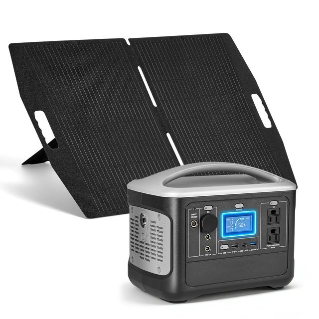 Portable Power Station with 100W Solar Panel and 600W Solar Generator 493Wh LiFePO4 Battery Backup 8 Output Po