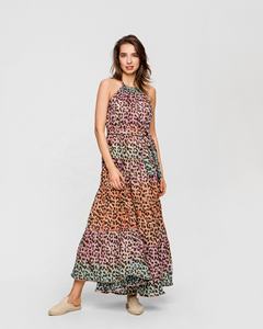 Vestido largo Tie Dye de alta calidad para mujer, hermoso estilo bohemio con estampado de animales dorados para Resort, salidas de fiesta por la tarde - Product Image 2