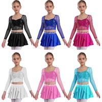 Stage pour enfants de 6-16 ans Performance de danse sur scène Vêtements d'entraînement pour filles Costumes de danse contemporains à paillettes pour enfants