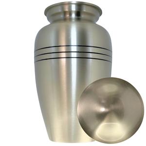 Urne funéraire blanche de style américain de haute qualité, gravée à la main, pour cendres d'adultes, capacité de 200 pouces cubes, en laiton brossé étain. - Product Image 1