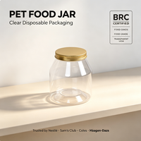 Pot en plastique PET de qualité alimentaire, transparent, vide, avec couvercle métallique hermétique pour bonbons, biscuits, snacks, cuisine, vente en gros, logo personnalisé