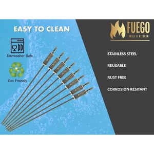 Spiedini per Barbecue in Acciaio Inox da 17 Pollici, Lame Piatte Scorrevoli, Riutilizzabili e Lavabili in Lavastoviglie - Product Image 2