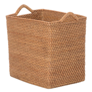 Panier de rangement en rotin naturel fait main avec poignées, grand panier à linge, panier de rangement pour la maison, décoration intérieure - Product Image 1