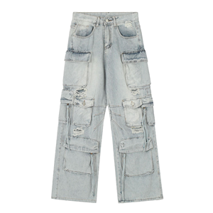 Pantalones Vaqueros de Mezclilla para Hombre, 100% Algodón, Ecológicos, Ligeros, de Pierna Ancha y Corte Recto, Personalizables, Estilo Urbano - Product Image 6