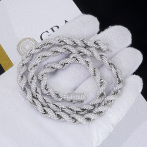 925 <b>Silver</b> Iced Out Link <b>Chain</b> Necklace Lab-Grown Certified Diamond Cuban Style Luxury Hip Hop Jewelry for <b>Men</b> Women - Product Image 2
