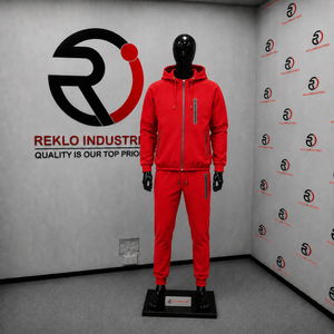Conjunto Deportivo para Hombre con Capucha Roja, Sudadera y Pantalones de Color Sólido con Cierre Completo, Transpirable, de Poliéster, para Otoño, Estilo Casual Urbano - Product Image 3