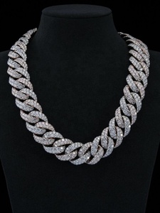 Cadena de Eslabones Cubanos de Plata de Ley 925 para Hombre, Estilo Hip Hop, con Moissanita Completa, Chapada en Oro de 10K, Certificada IGI, Lujo - Product Image 3