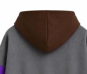 Sudadera con Capucha Unisex con Bloques de Color, Diseño de Parches, Corte Regular, Informal, para Otoño, Tejido de Punto, Impermeable - Product Image 4