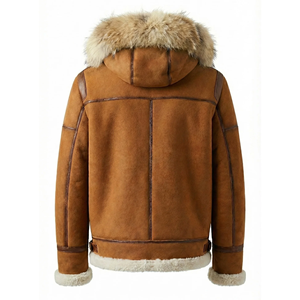 Men's Premium Leather Shearling <b>Jacket</b> Genuine Sheepskin Fur <b>Lined</b> Winter Aviator Coat Durable Warm Elegant Style Wear - Product Image 6