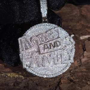 Collar con Colgante de Plata 925 Chapado en Oro con Cadena de Eslabones, Moissanita Lunar Personalizada Certificada GRA, Letra de Nombre, Estilo Hip Hop, Fino, para Fiesta - Product Image 5