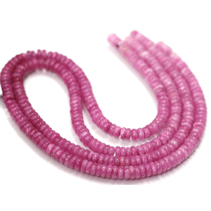 Perles plates en quartz couleur rose rubis, perles intercalaires en pierre gemme Heishi rose, brin de quartz lisse pour bracelet, collier, bijoux - Product Image 3