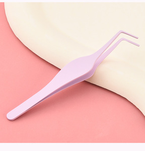 New Arrival Stainless Steel Pink Professional Eyelash Tweezers with Anti-Slip Handle for Salon Use and Eyelash Extension - Product Image 2