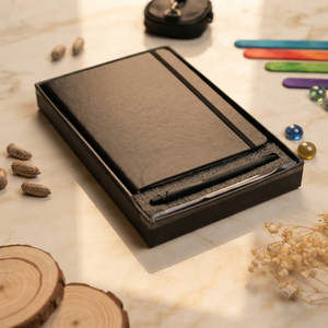 Aurelux Premium Black PU Velvet Case Bound Diary Ballpoint Pen Gift <b>Set</b> 192 Pages Elastic Lock Elegant <b>Notebook</b> for Professional - Product Image 4