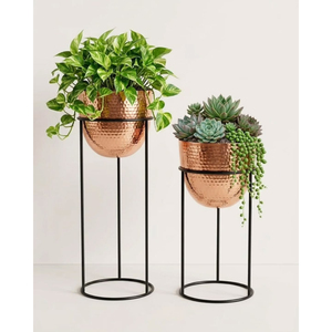 Macetas Rústicas de Metal Galvanizado con Soporte, Juego de 2 Macetas Elevadas para Esquinas, Entradas o Pasillos - Product Image 6