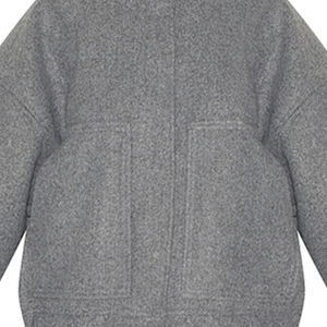 Chaqueta Bomber Gris con Aspecto de Lana, Corte Regular, Prenda Exterior de Lana Sintética, Líneas Limpias, Silueta Larga, Ropa Urbana para el Día a Día - Product Image 3