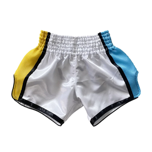 Custom Embroidery Solid Breathable 220g 100% Polyester Silk Casual Fitness Muay Thai Cross-Training Shorts Front Logo for Men - Product Image 6