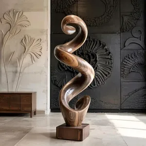 Elegante Escultura de Madera para Decoración Minimalista del Hogar, Pieza de Arte Única Hecha a Mano para Diseño de Interiores - Product Image 4