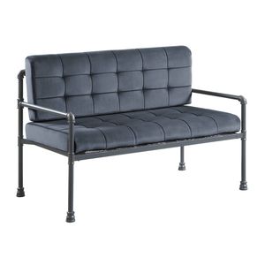 Brantley Loveseat in Gray Velvet and Sandy Finish Elegant <b>Living</b> <b>Room</b> <b>Sofa</b> - Product Image 2