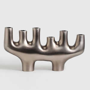 6 Arm <b>Black</b> Nickel Aluminum Tabletop Candle Holder In Customize For Home Wedding Decoration Eco Friendly Durable Candle Stand - Product Image 1