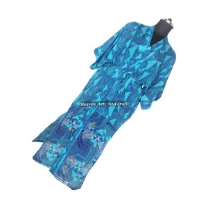 KL006 Vintage Blended Poly Silk Sari Kimono Long Sleeve Full Length Drawstring Closure Autumn <b>Winter</b> Bridesmaid Gown - Product Image 6
