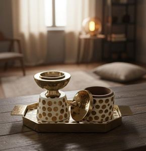 Juego de quemador de incienso de lujo de madera y metal con recipiente de almacenamiento para incienso aromático, set de regalo árabe de Oud para decoración de Oriente Medio - Product Image 2