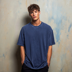 Camiseta Vintage de Hombre de Alta Calidad con Lavado Ácido y Efecto Desgastado, Estilo Urbano Oversize - Product Image 1