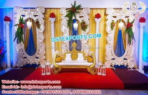 Vibrante escenario de recepción de boda de fusión del sur de Asia escenario de Boda Judía con toque tradicional decoración de escenario de fusión de boda asiática - Product Image 6