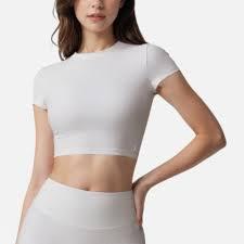 Sporty Style Women's Athletic 100% Cotton Short Sleeve Top Comfortable Loose Fit Breathable Jersey Fabric Plain Dyed - Product Image 2