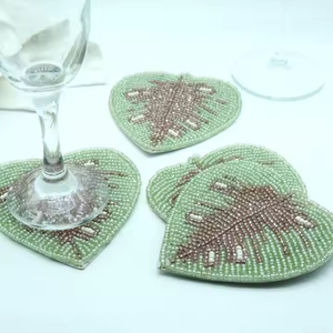 Handmade Luxury Crystal Beaded Drink Coasters Scratch Resistant for Special Occasions Decorative Coasters Handcrafted in India - Product Image 3