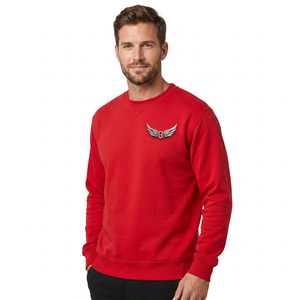 <b>Men's</b> <b>Red</b> Crew Neck Knitted Pullover <b>Sweatshirt</b> Regular Fit Casual Style Solid Color Long Sleeve Sweater - Product Image 3