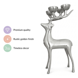 <b>Silver</b> Reindeer <b>Tea</b> Light Holder 4 Cup Antler Design Metal Candle Stand For Christmas Decoration Holiday Gifts & Home Tabletop - Product Image 6
