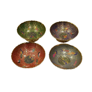 Bol en laiton fait main avec émail artisanal style moderne technique de peinture traditionnelle artisanat métallique BoldBlossom - Product Image 2