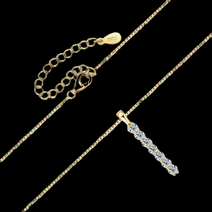 Pendentif lettre L en argent 925 plaqué rhodium avec cristaux ronds sertis griffe, classique, unisexe, pour usage quotidien - Product Image 3