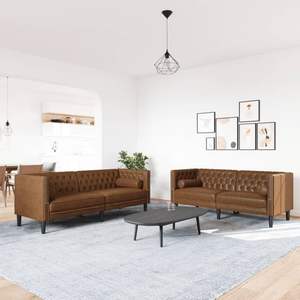 Juego de Sofás Chesterfield Marrón para Sala de Estar - Product Image 3